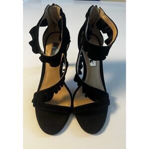 INC Black Suede Women's Heel with Ruffles Rezza Glam Diva Size 6